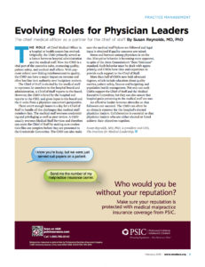 Dr. Reynolds' February 2016 article in Chicago Medicine Magazine