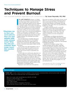 Dr. Reynolds' May 2016 article in Chicago Medicine Magazine